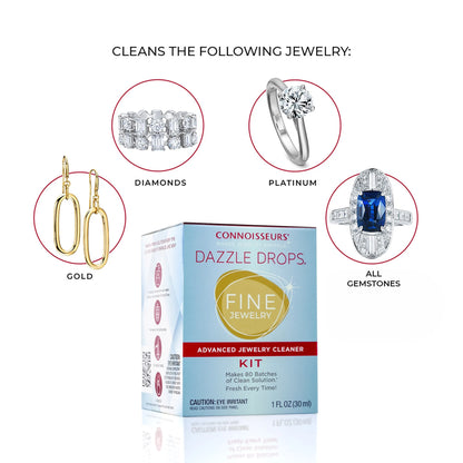 Dazzle Drops Advanced Jewelry Cleaner Kit for Gold, Platinum, Diamonds, and Gemstones