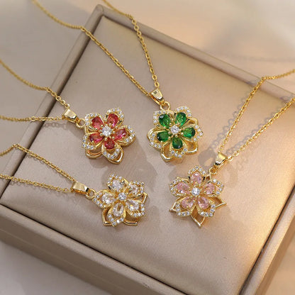 Eternal Bloom Rotatable Flower Necklace – Romance in Every Turn